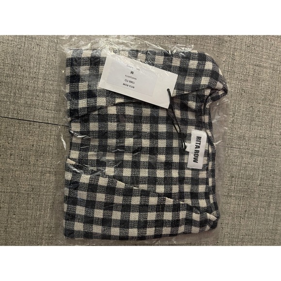 RITA ROW Margarita Crop Top Medium Navy Blue Gingham NEW Cotton Blend Coastal - Picture 5 of 8